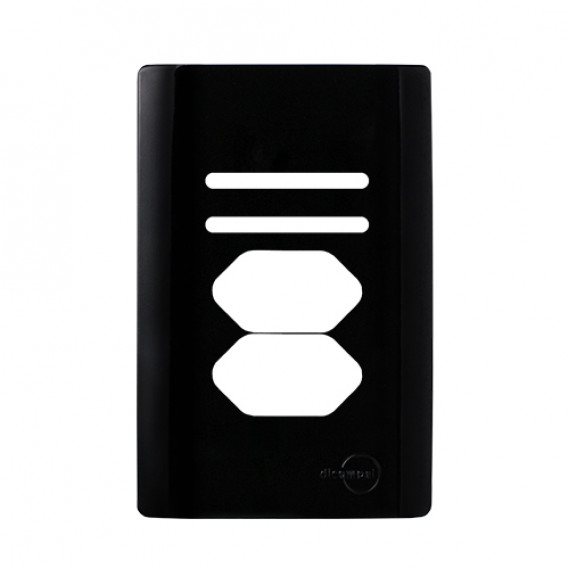 Placa p/ 2 Interruptores + 2 Tomadas 4x2 - Novara Preto Brilhante Placa p/ 2 Interruptores + 2 Tomadas 4x2 - Novara Preto Brilhante